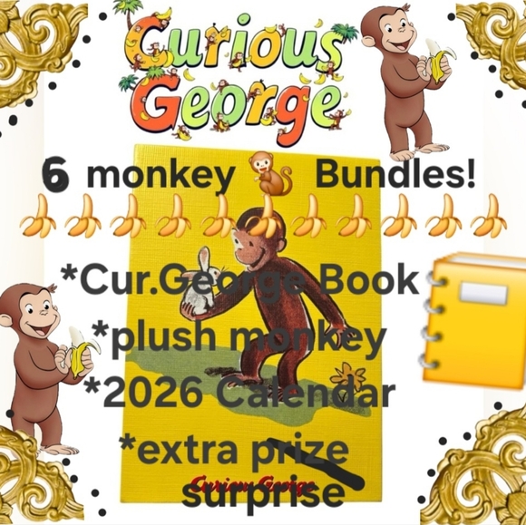 Other | 6 Curious George Bundles Book Hanging Monkey Plush 226 Calendar ...